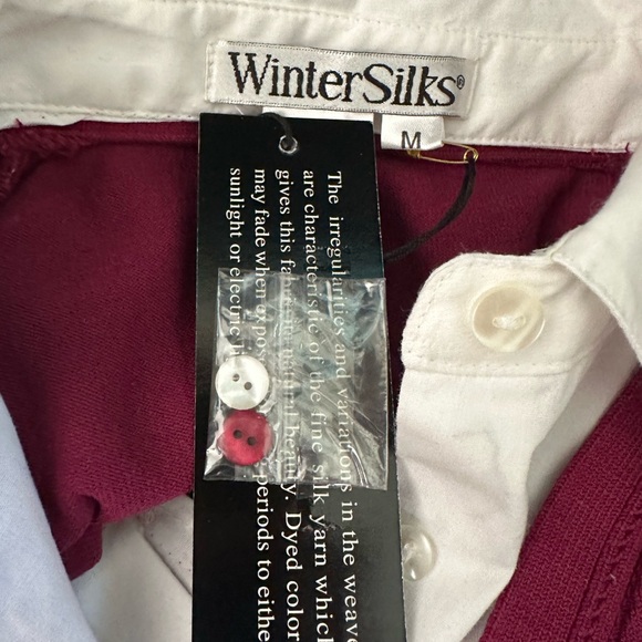 WinterSilks Cardigan Sweater With Faux Shirt Collar Size Medium Preppy Academia - Picture 12 of 13